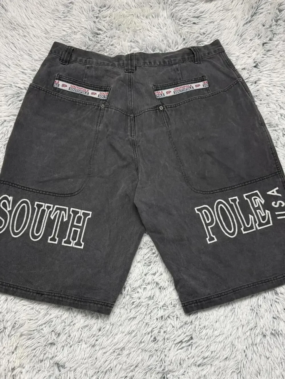 Vintage 1990s Southpole logo tape baggy denim shorts